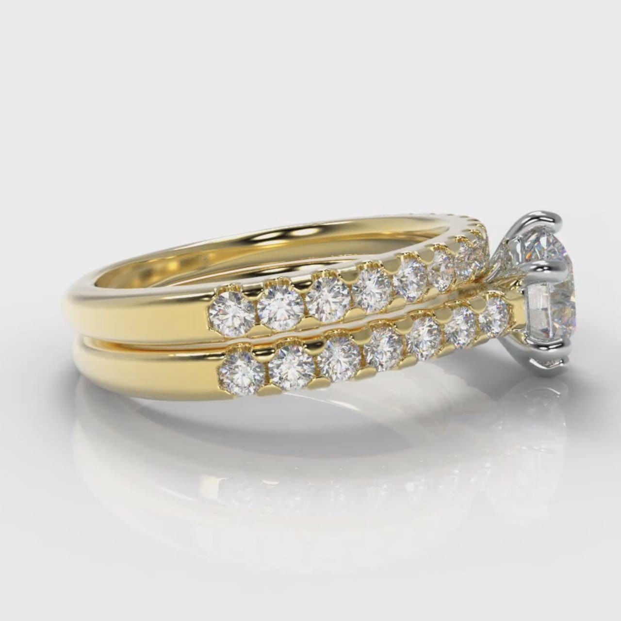 Star Micropavé Round Brilliant Bridal Set - Yellow Gold