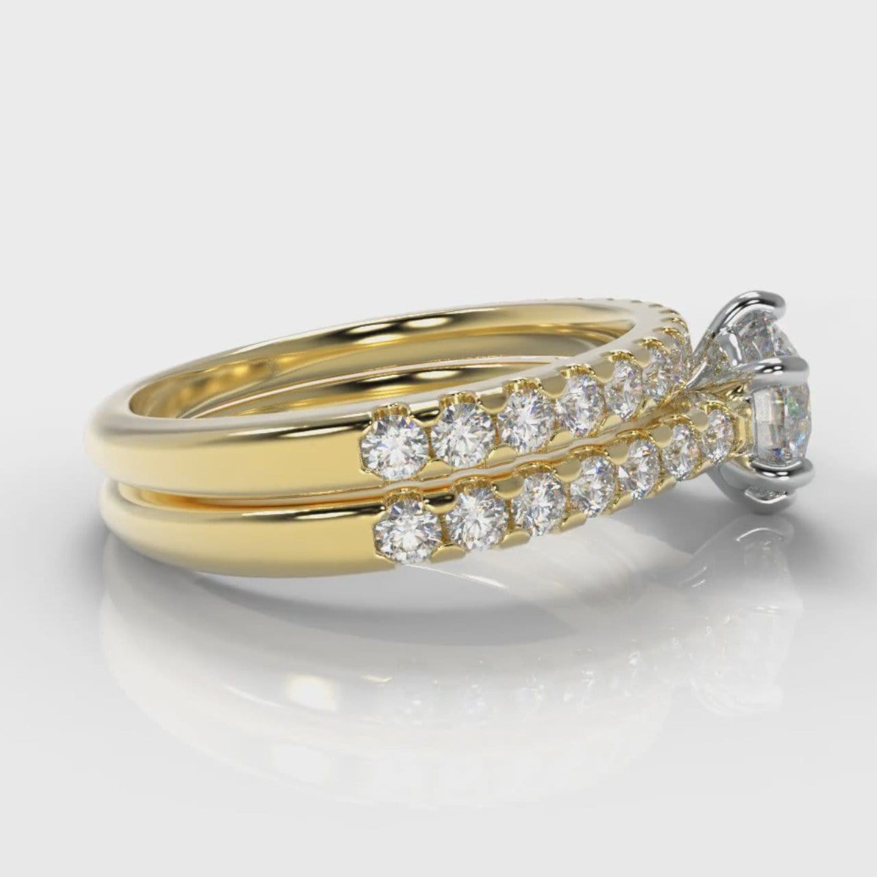 Star Micropavé Round Brilliant Bridal Set - Yellow Gold