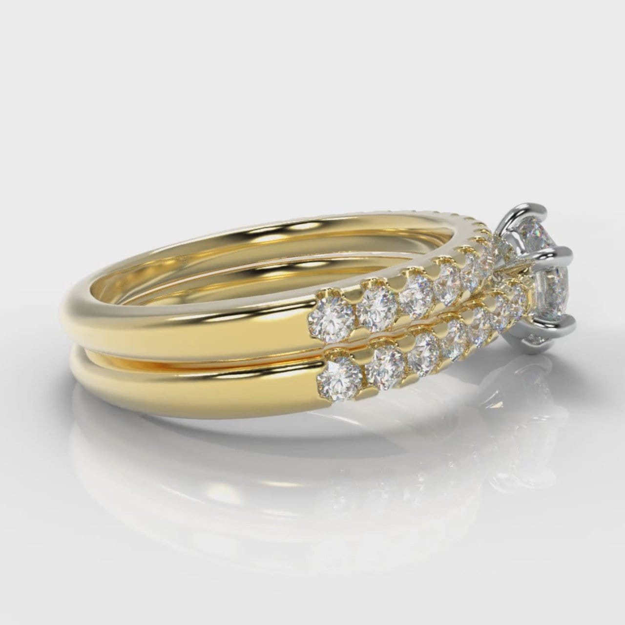 Star Micropavé Round Brilliant Bridal Set - Yellow Gold