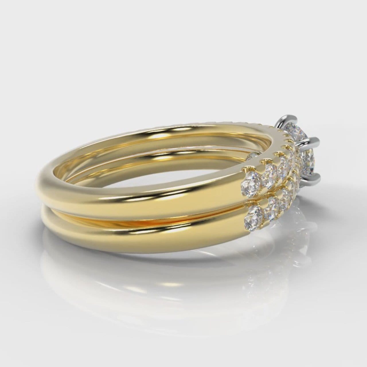 Star Micropavé Round Brilliant Bridal Set - Yellow Gold