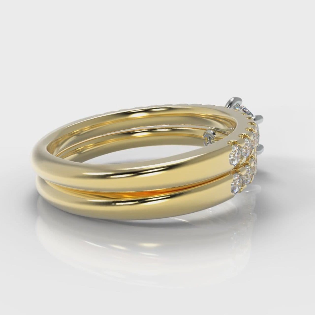 Star Micropavé Round Brilliant Bridal Set - Yellow Gold