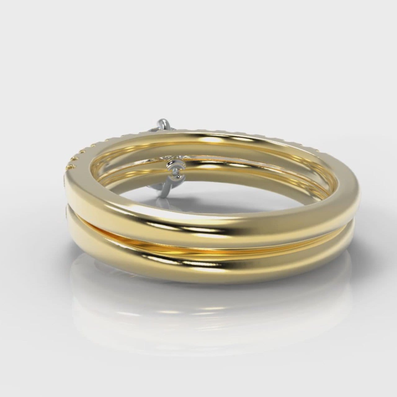 Star Micropavé Round Brilliant Bridal Set - Yellow Gold