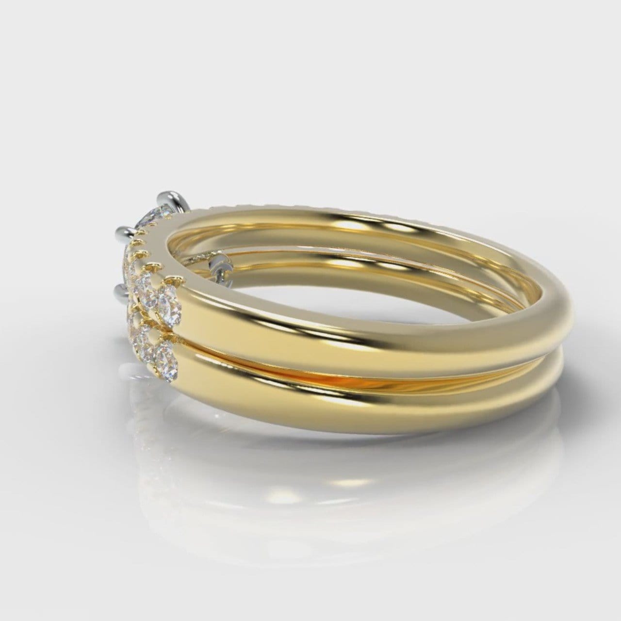 Star Micropavé Round Brilliant Bridal Set - Yellow Gold