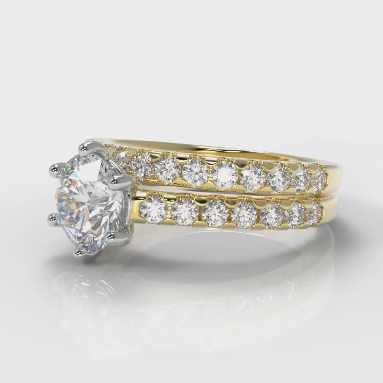 Star Micropavé Round Brilliant Bridal Set - Yellow Gold