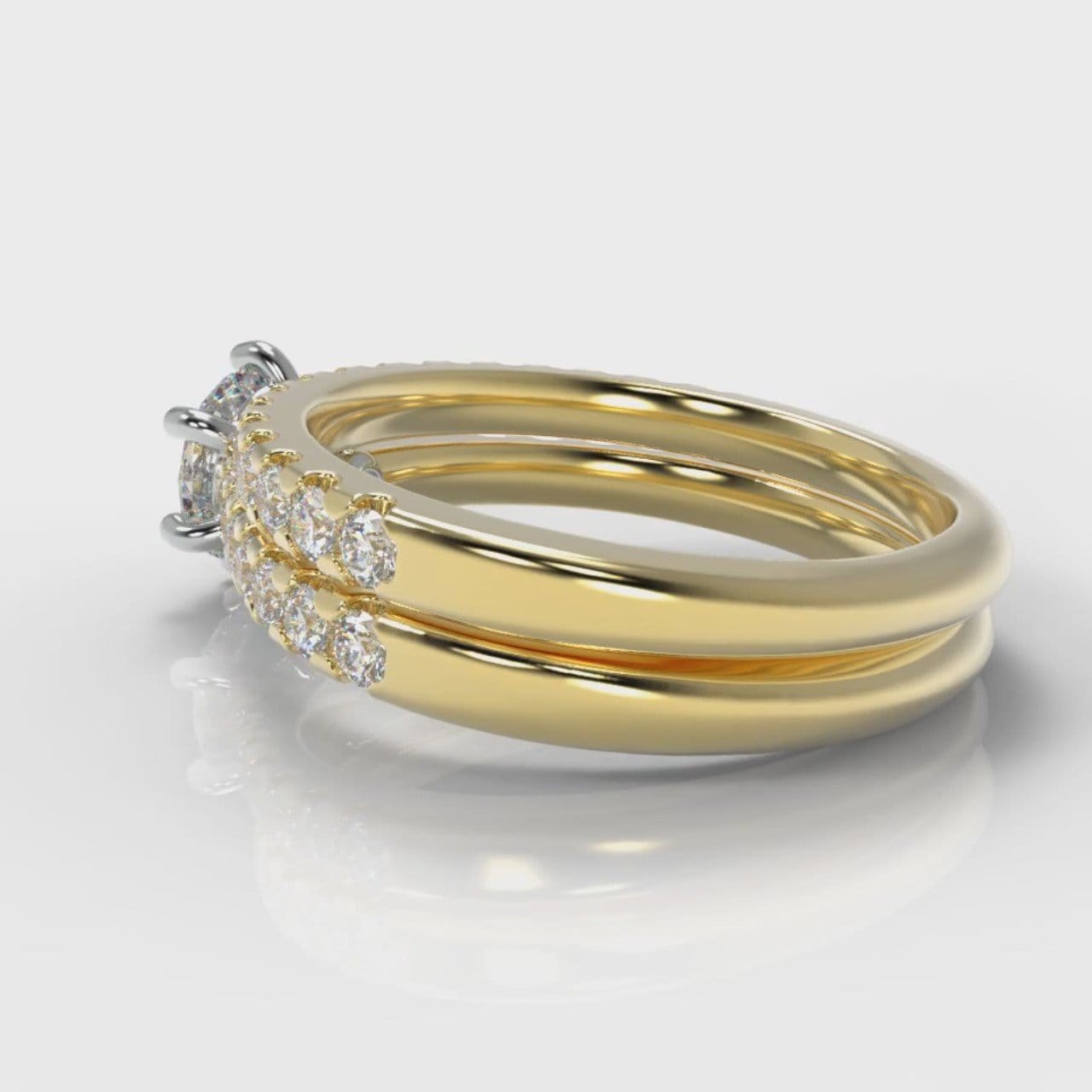 Star Micropavé Round Brilliant Bridal Set - Yellow Gold