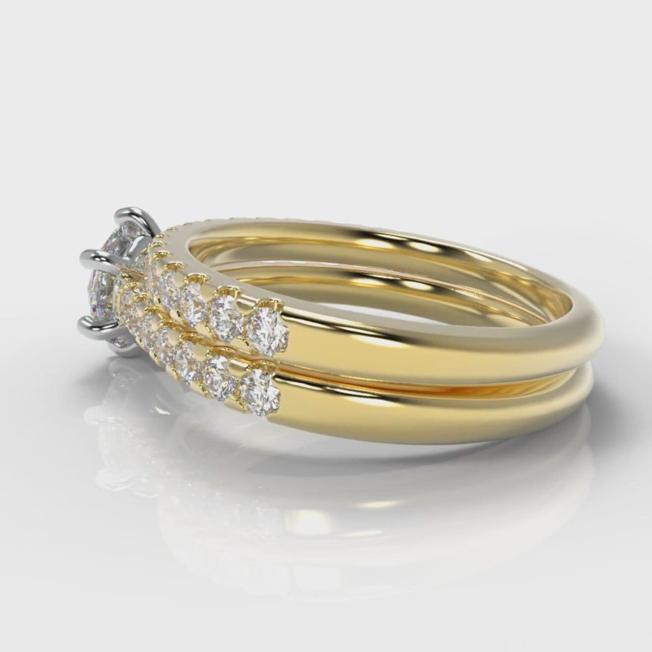 Star Micropavé Round Brilliant Bridal Set - Yellow Gold
