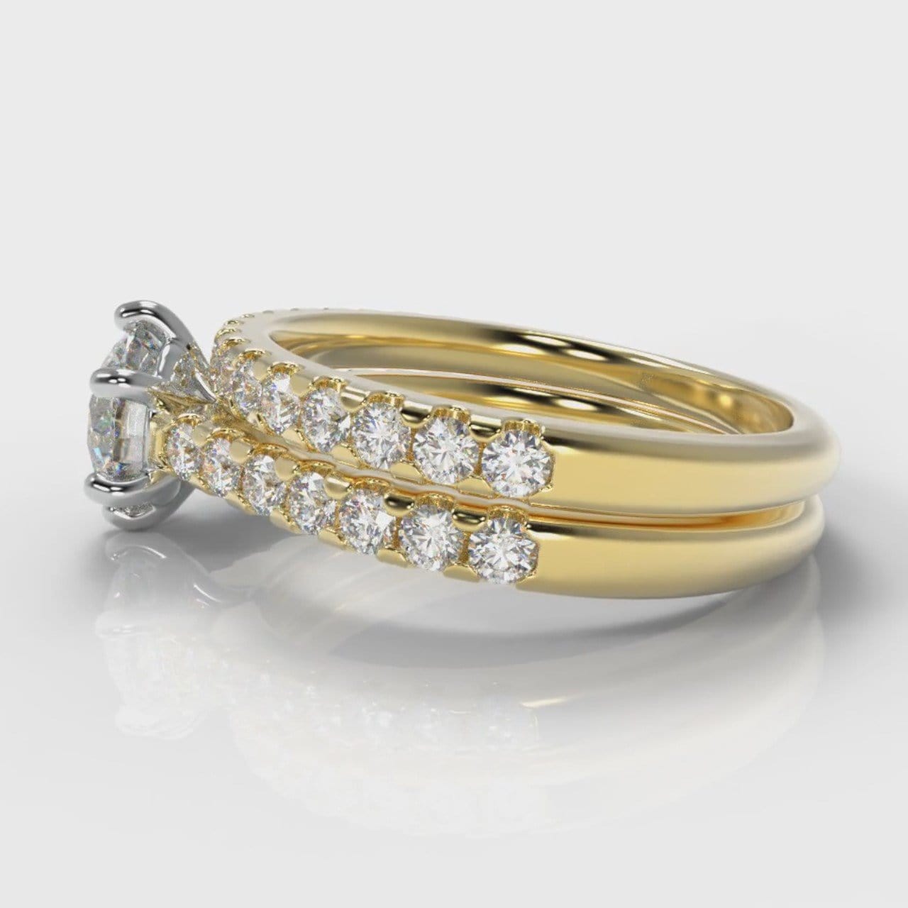 Star Micropavé Round Brilliant Bridal Set - Yellow Gold