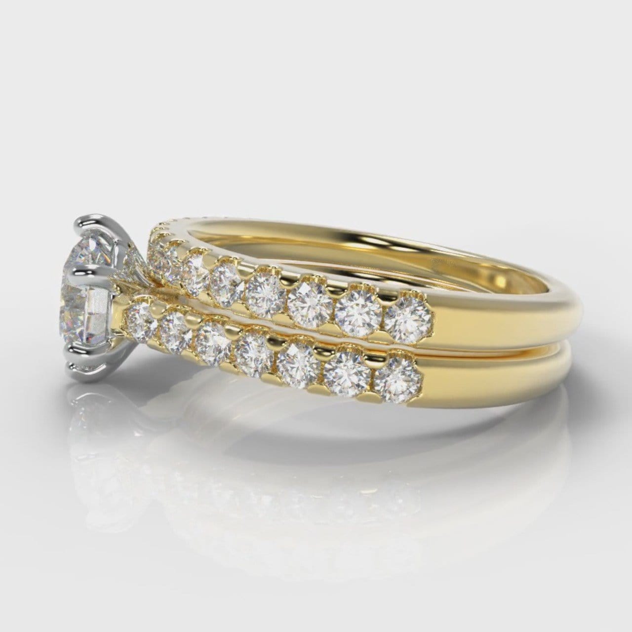 Star Micropavé Round Brilliant Bridal Set - Yellow Gold