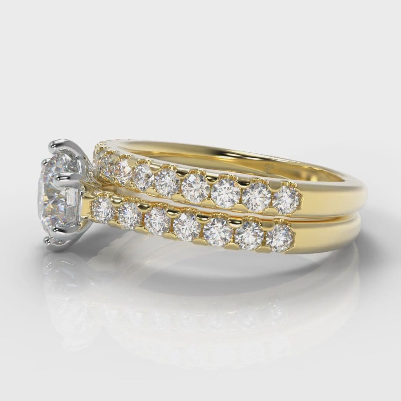 Star Micropavé Round Brilliant Bridal Set - Yellow Gold