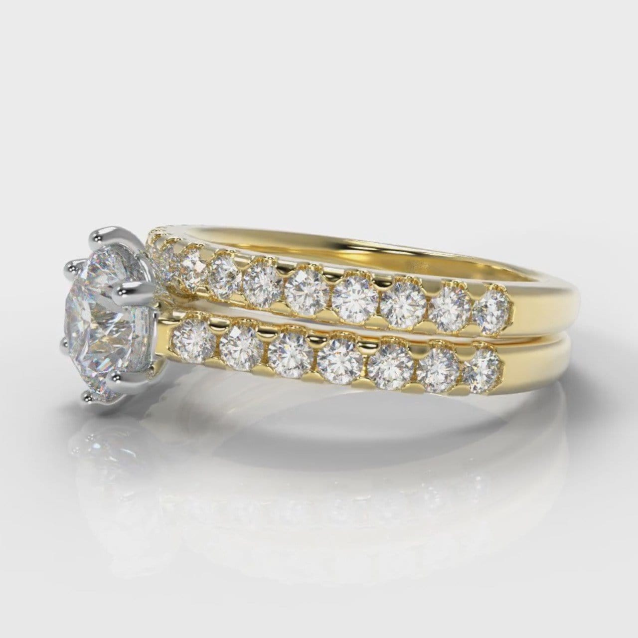 Star Micropavé Round Brilliant Bridal Set - Yellow Gold