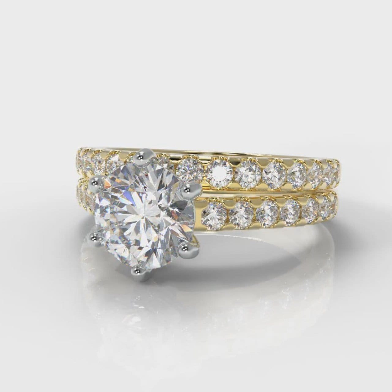 Star Micropavé Round Brilliant Bridal Set - Yellow Gold