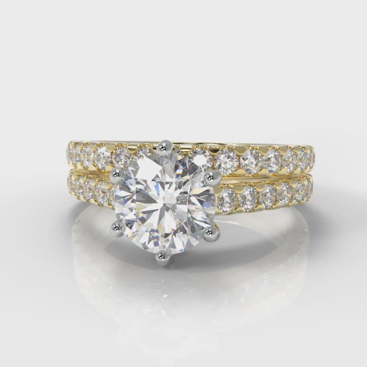 Star Micropavé Round Brilliant Bridal Set - Yellow Gold