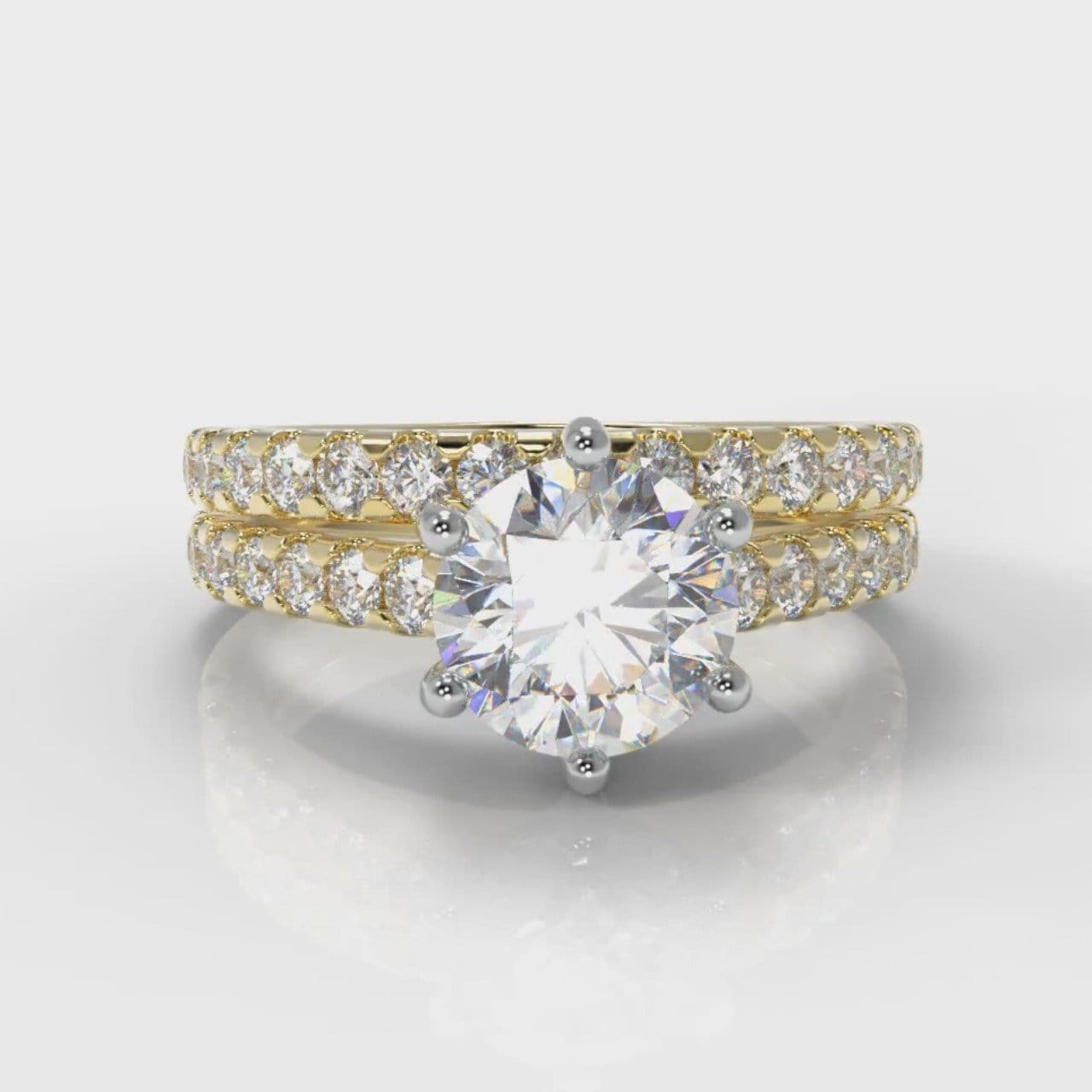 Star Micropavé Round Brilliant Bridal Set - Yellow Gold