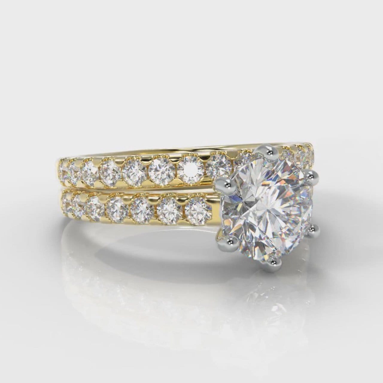 Star Micropavé Round Brilliant Bridal Set - Yellow Gold