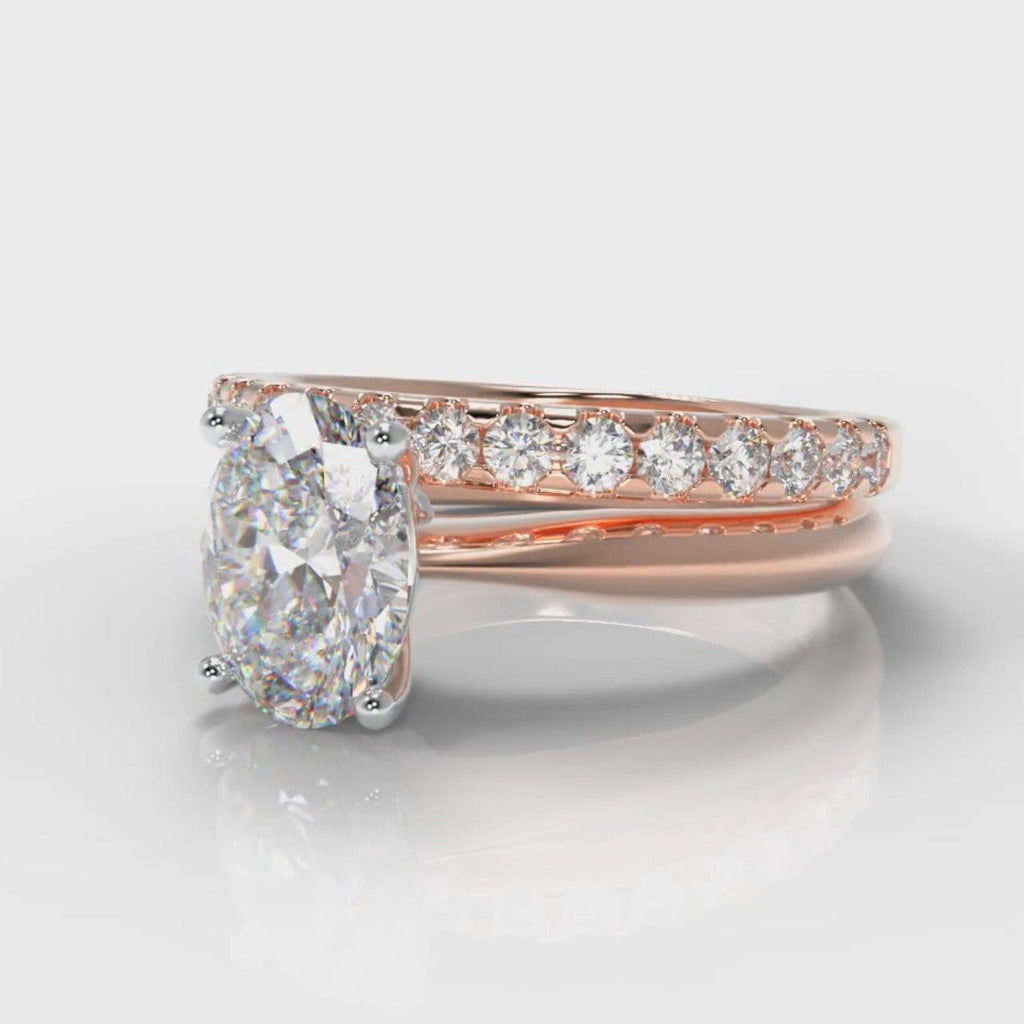 Carrée Solitaire Oval Diamond Bridal Set - Rose Gold