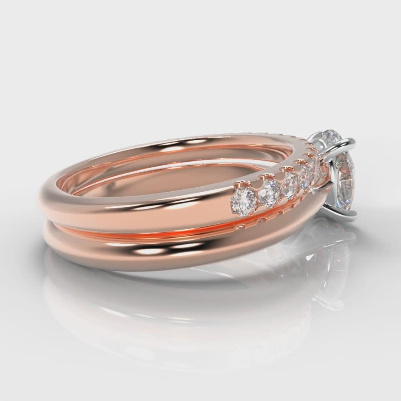Carrée Solitaire Oval Diamond Bridal Set - Rose Gold