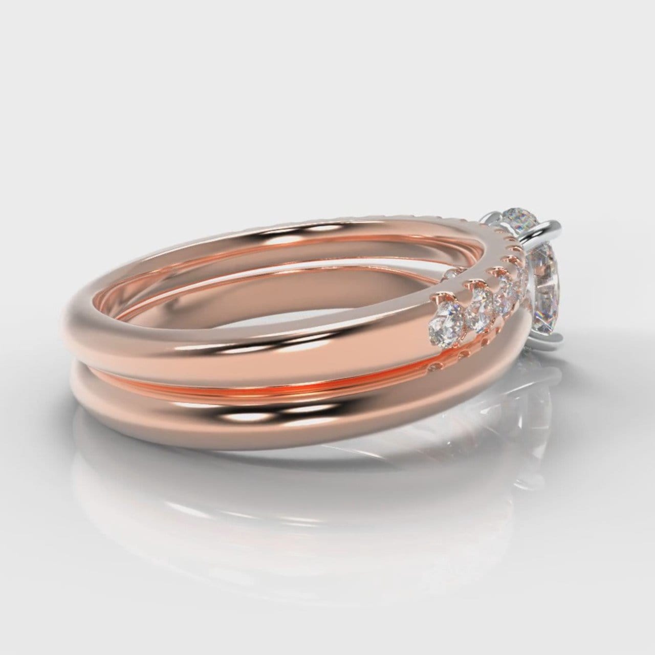 Carrée Solitaire Oval Diamond Bridal Set - Rose Gold