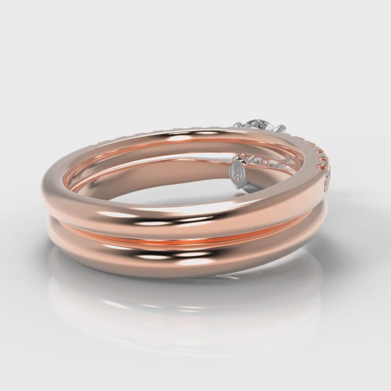 Carrée Solitaire Oval Diamond Bridal Set - Rose Gold