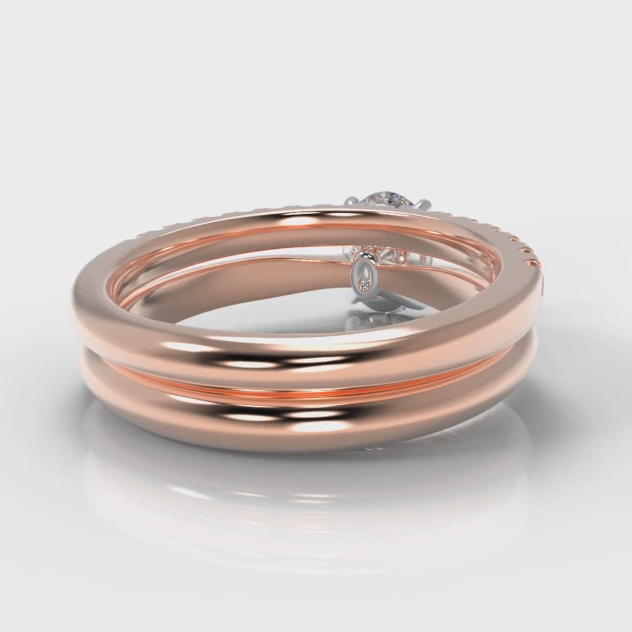Carrée Solitaire Oval Diamond Bridal Set - Rose Gold