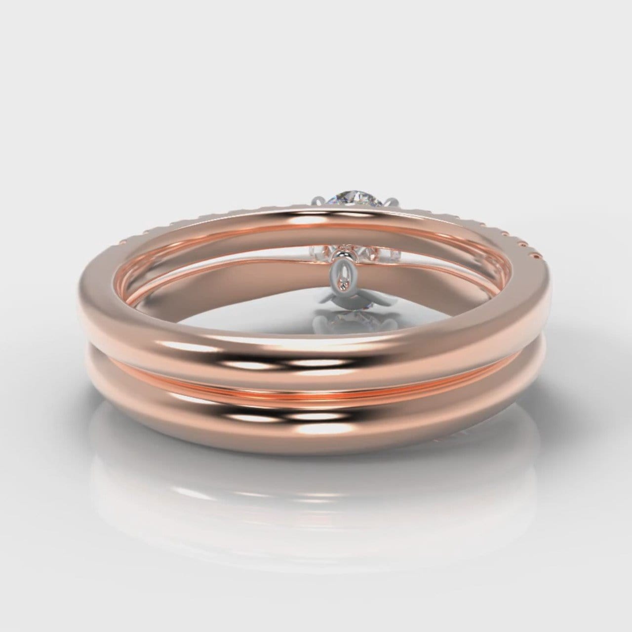 Carrée Solitaire Oval Diamond Bridal Set - Rose Gold