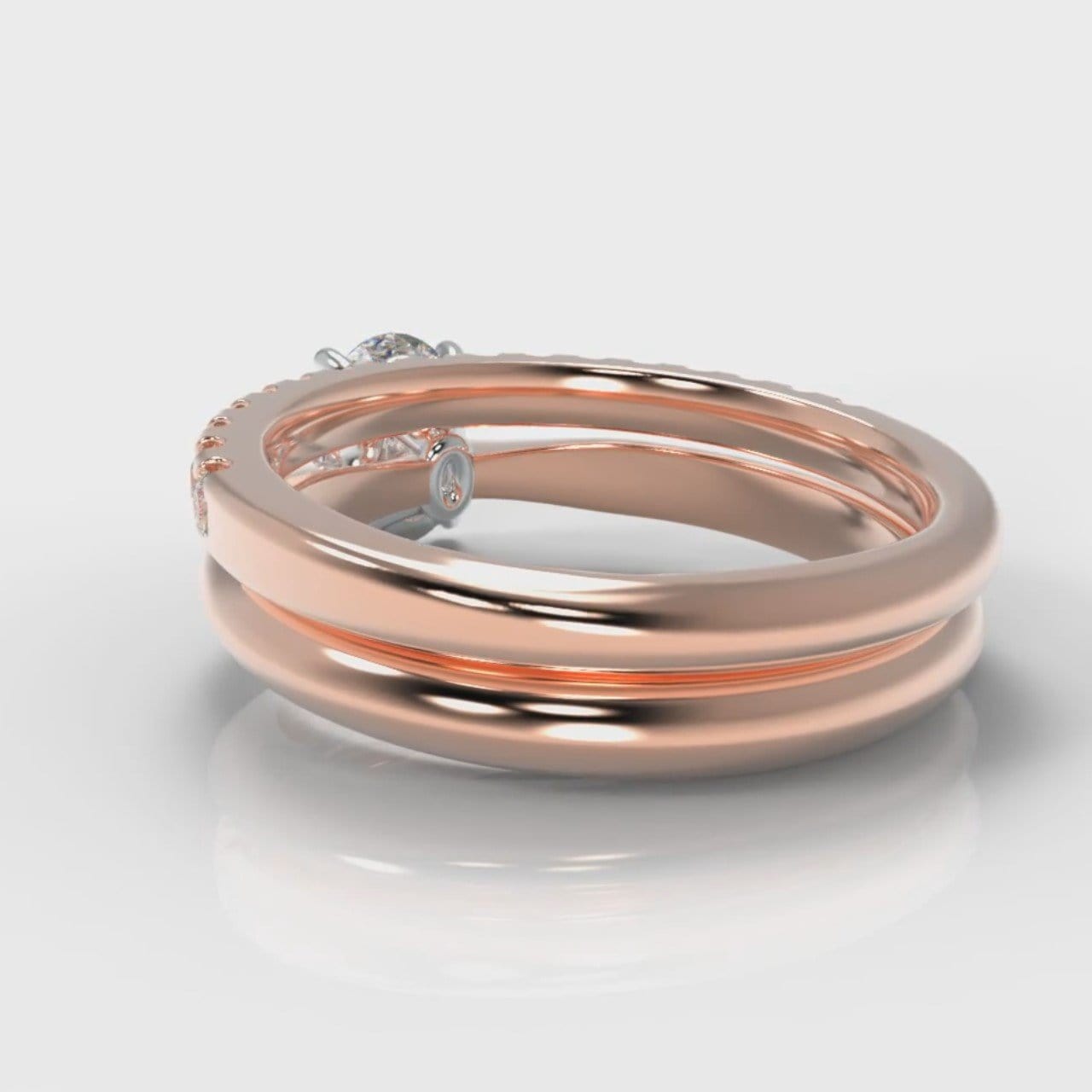 Carrée Solitaire Oval Diamond Bridal Set - Rose Gold