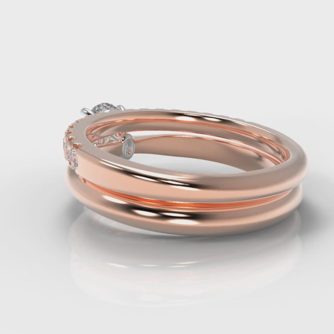 Carrée Solitaire Oval Diamond Bridal Set - Rose Gold