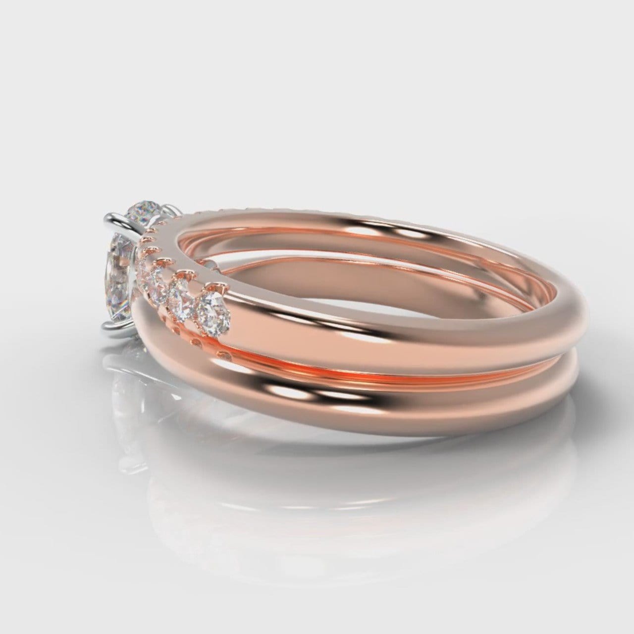 Carrée Solitaire Oval Diamond Bridal Set - Rose Gold