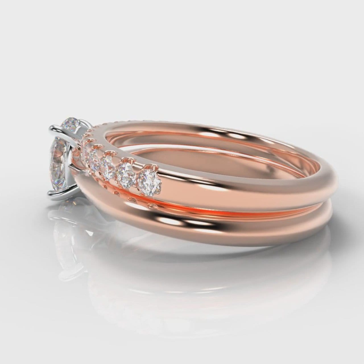 Carrée Solitaire Oval Diamond Bridal Set - Rose Gold