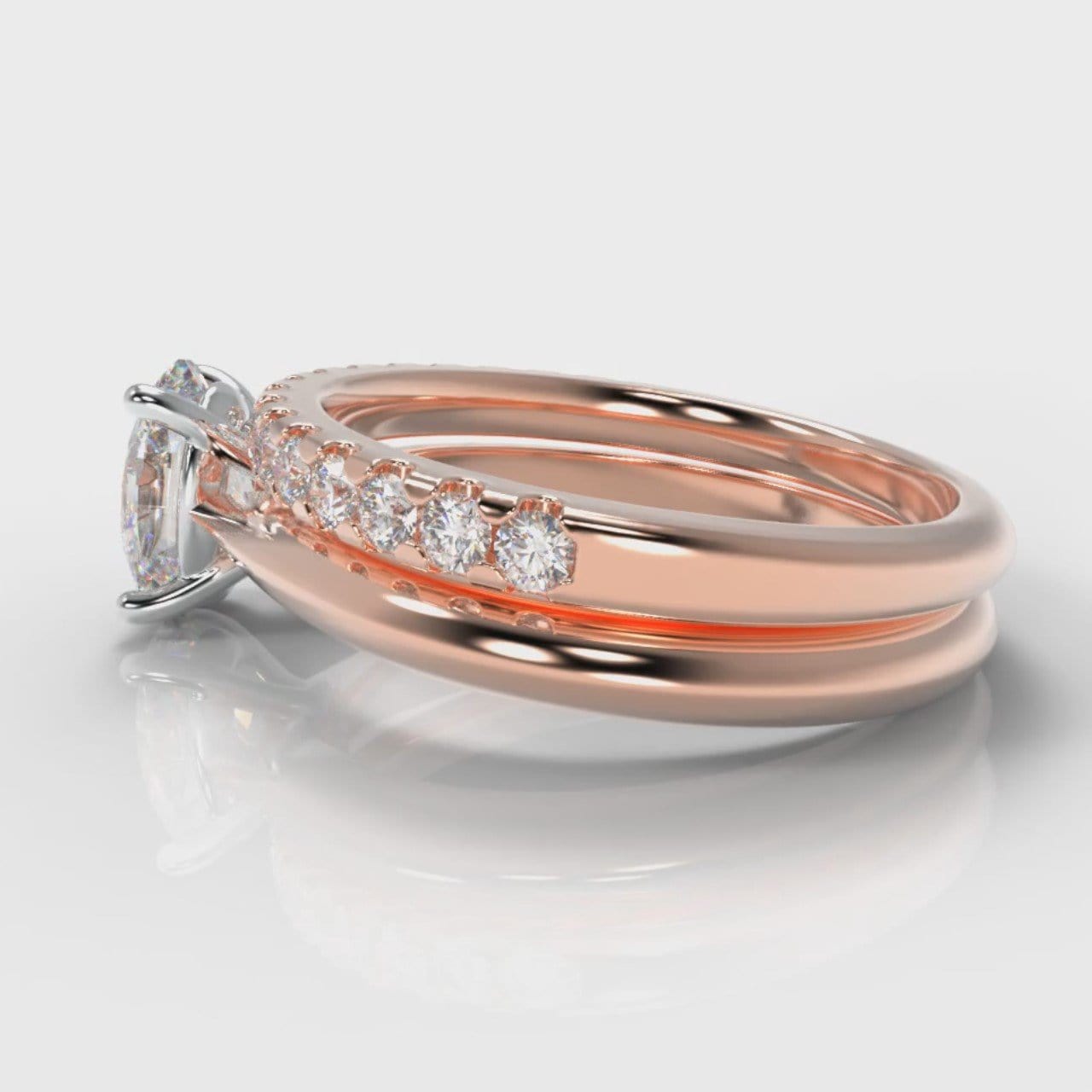 Carrée Solitaire Oval Diamond Bridal Set - Rose Gold