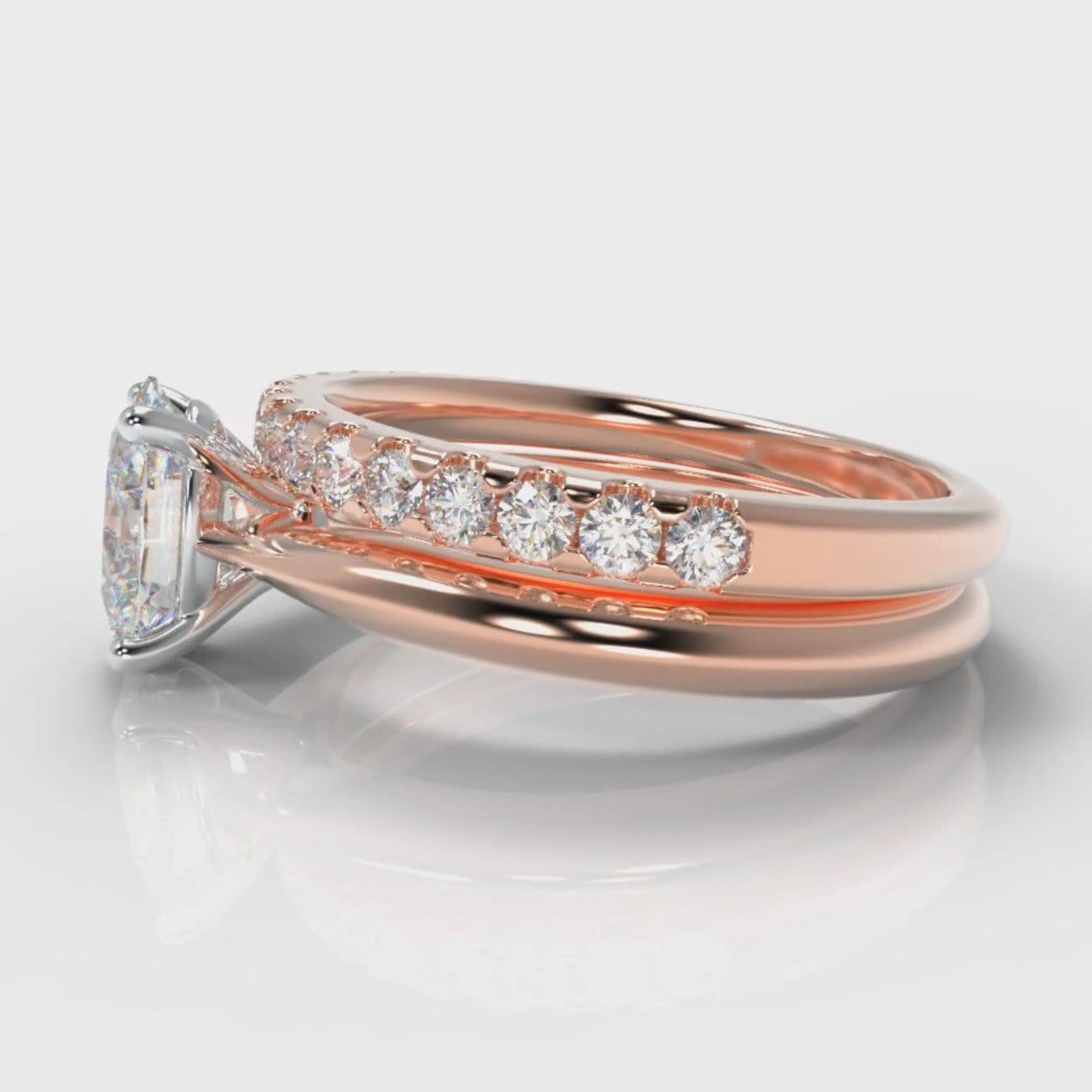 Carrée Solitaire Oval Diamond Bridal Set - Rose Gold