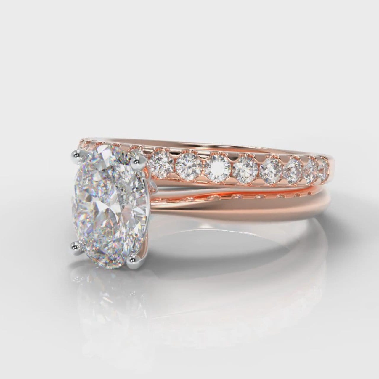 Carrée Solitaire Oval Diamond Bridal Set - Rose Gold
