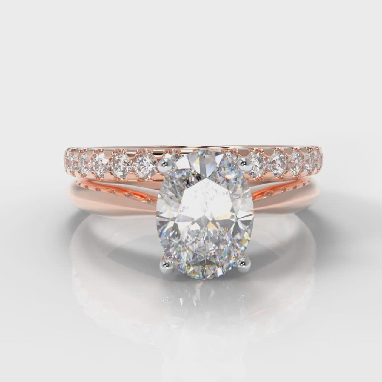 Carrée Solitaire Oval Diamond Bridal Set - Rose Gold