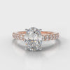 Carrée Micropavé Oval Diamond Engagement Ring - Rose Gold