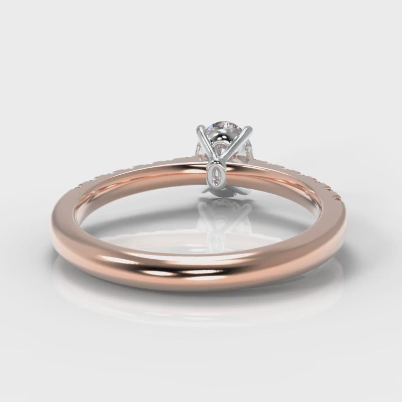 Carrée Micropavé Oval Diamond Engagement Ring - Rose Gold