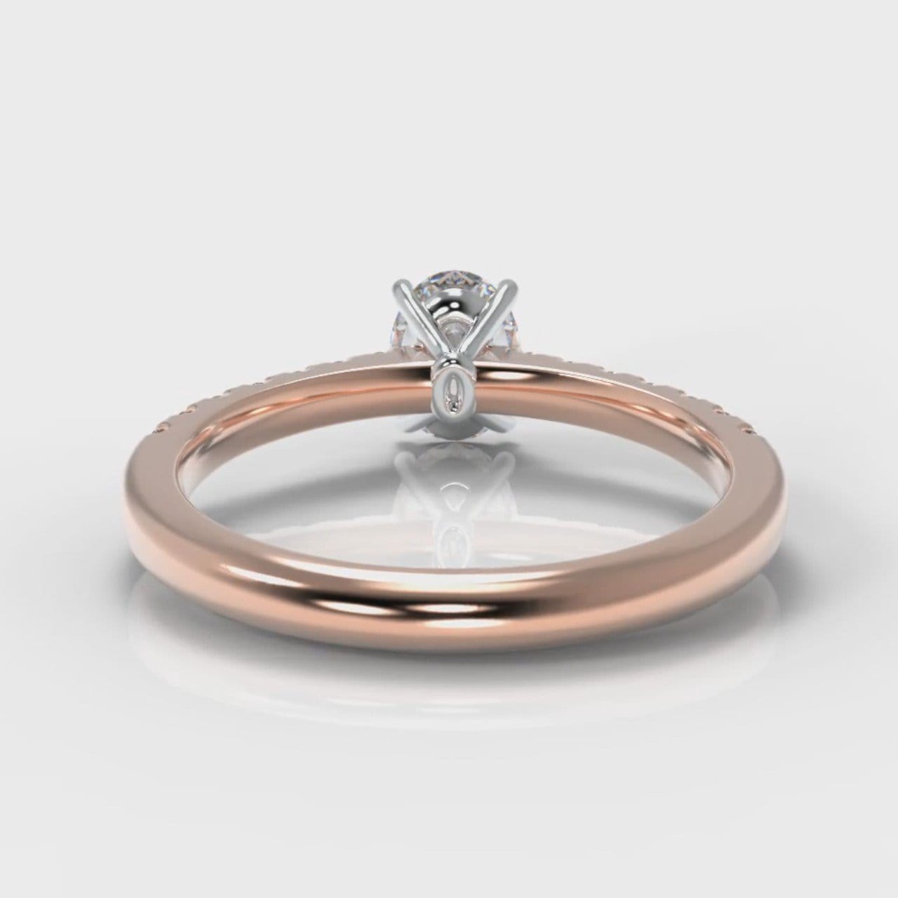 Carrée Micropavé Oval Diamond Engagement Ring - Rose Gold
