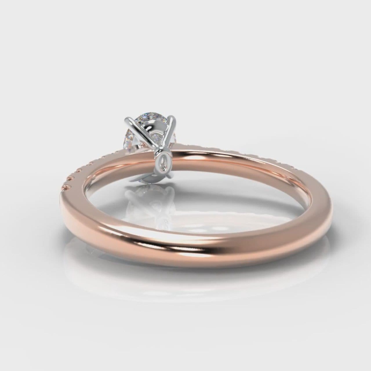 Carrée Micropavé Oval Diamond Engagement Ring - Rose Gold