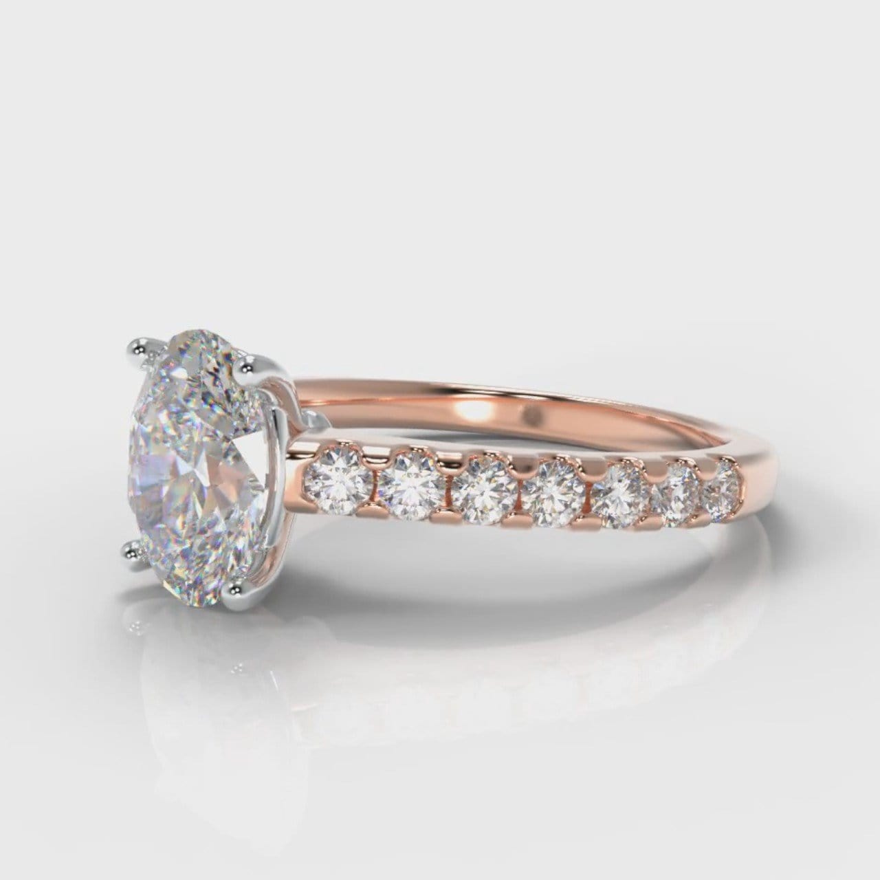 Carrée Micropavé Oval Diamond Engagement Ring - Rose Gold