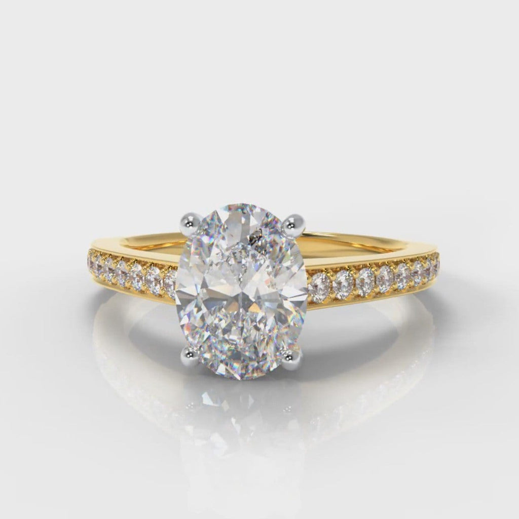 Pavé Oval Diamond Engagement Ring - Yellow Gold