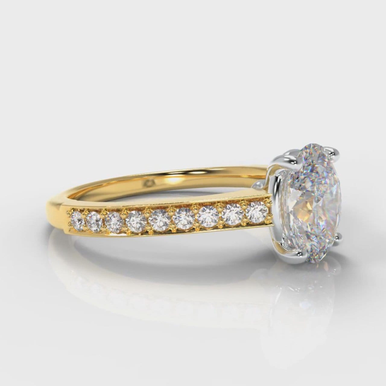 Pavé Oval Diamond Engagement Ring - Yellow Gold