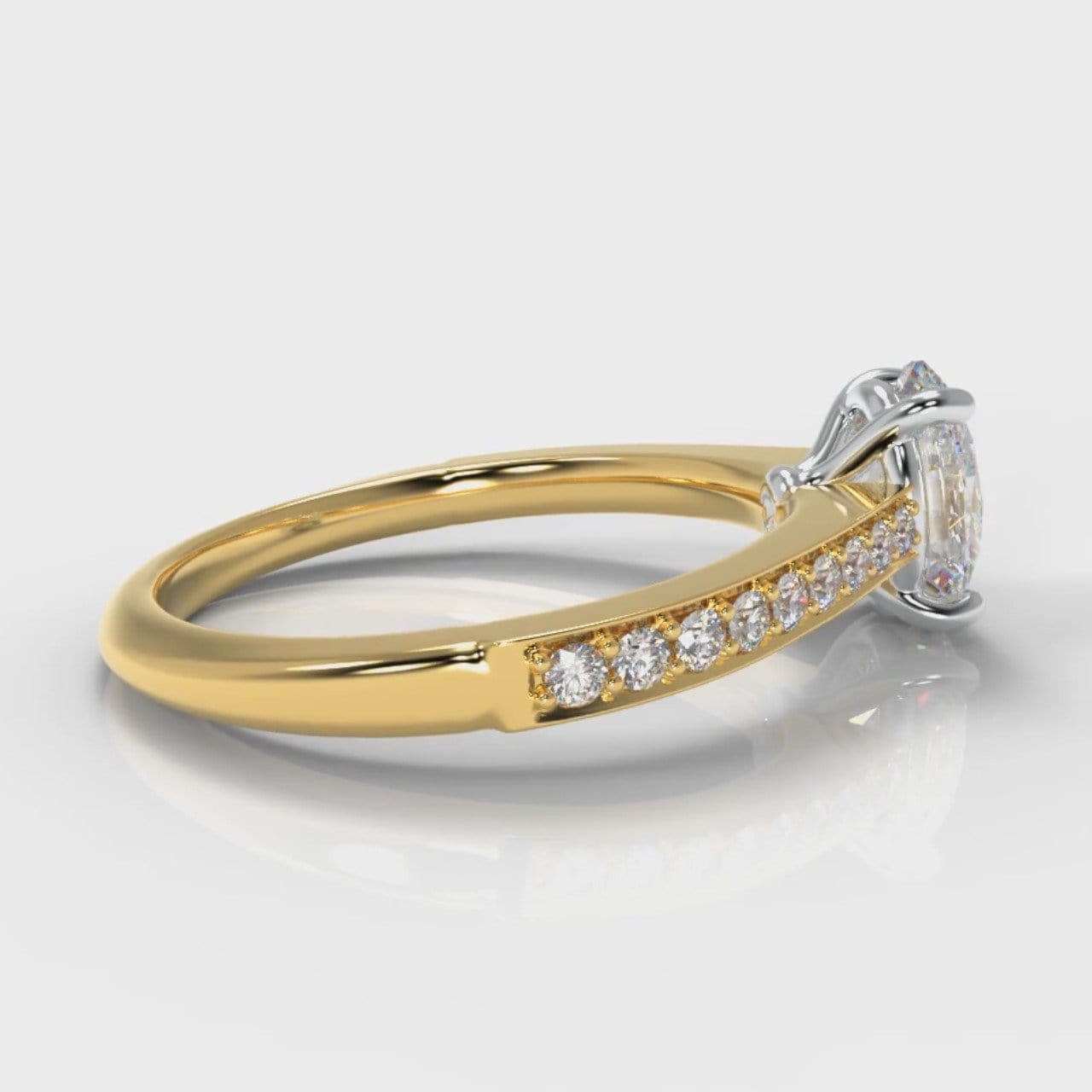 Pavé Oval Diamond Engagement Ring - Yellow Gold