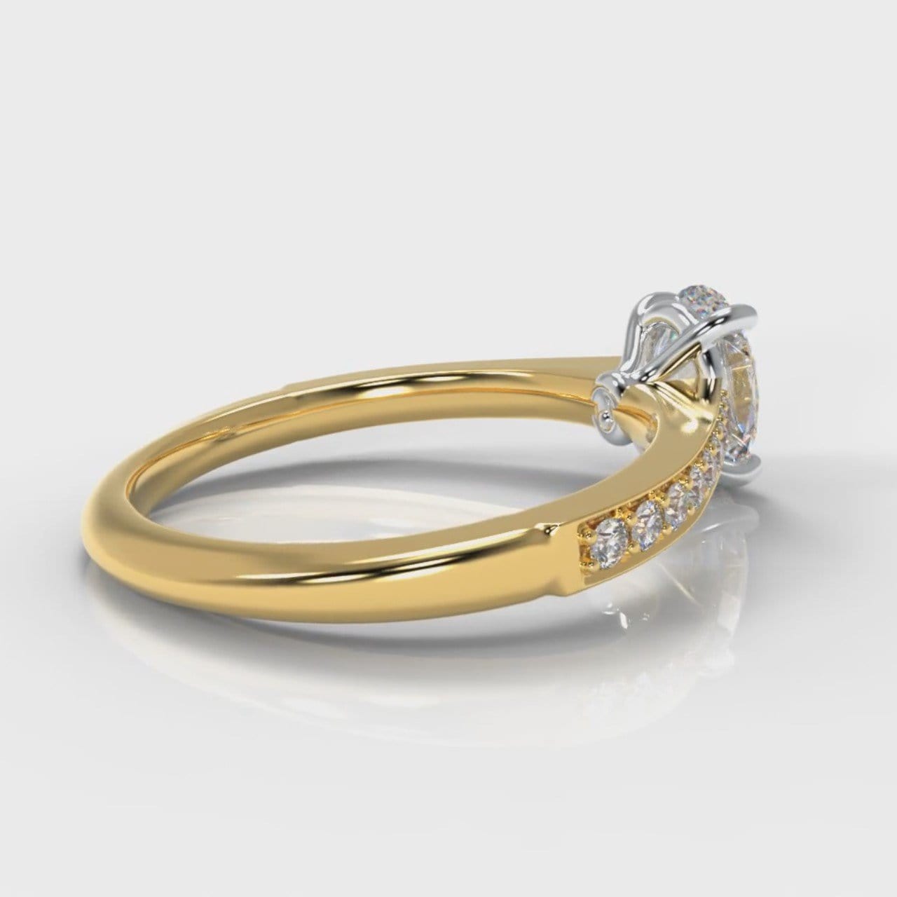 Pavé Oval Diamond Engagement Ring - Yellow Gold