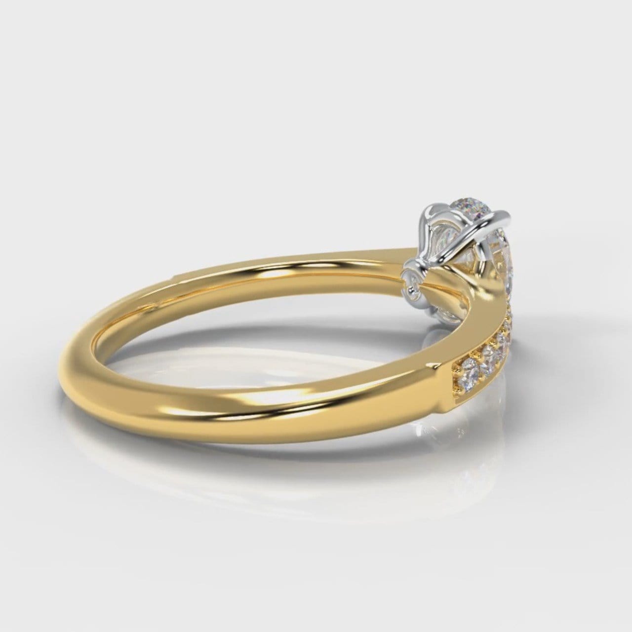 Pavé Oval Diamond Engagement Ring - Yellow Gold