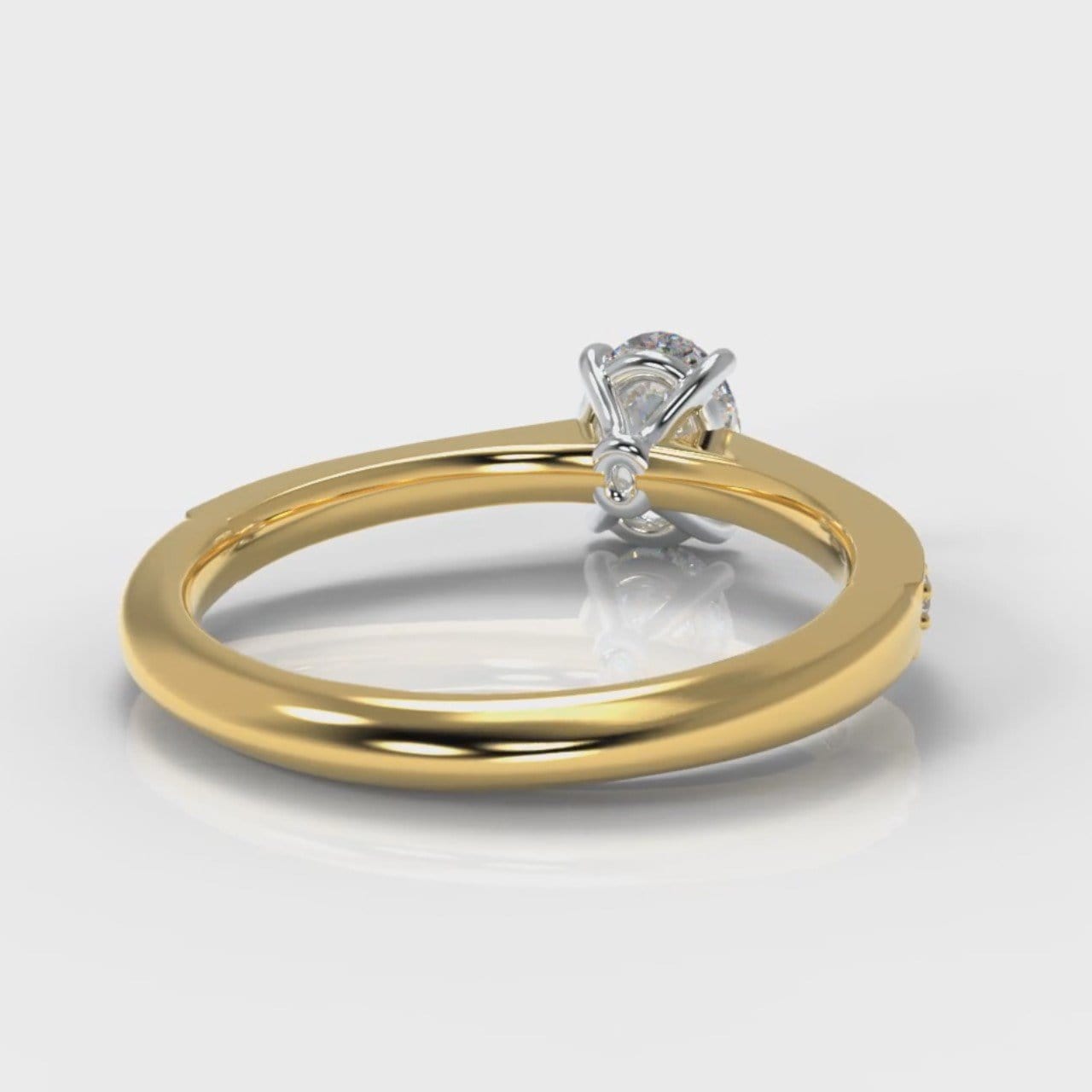 Pavé Oval Diamond Engagement Ring - Yellow Gold