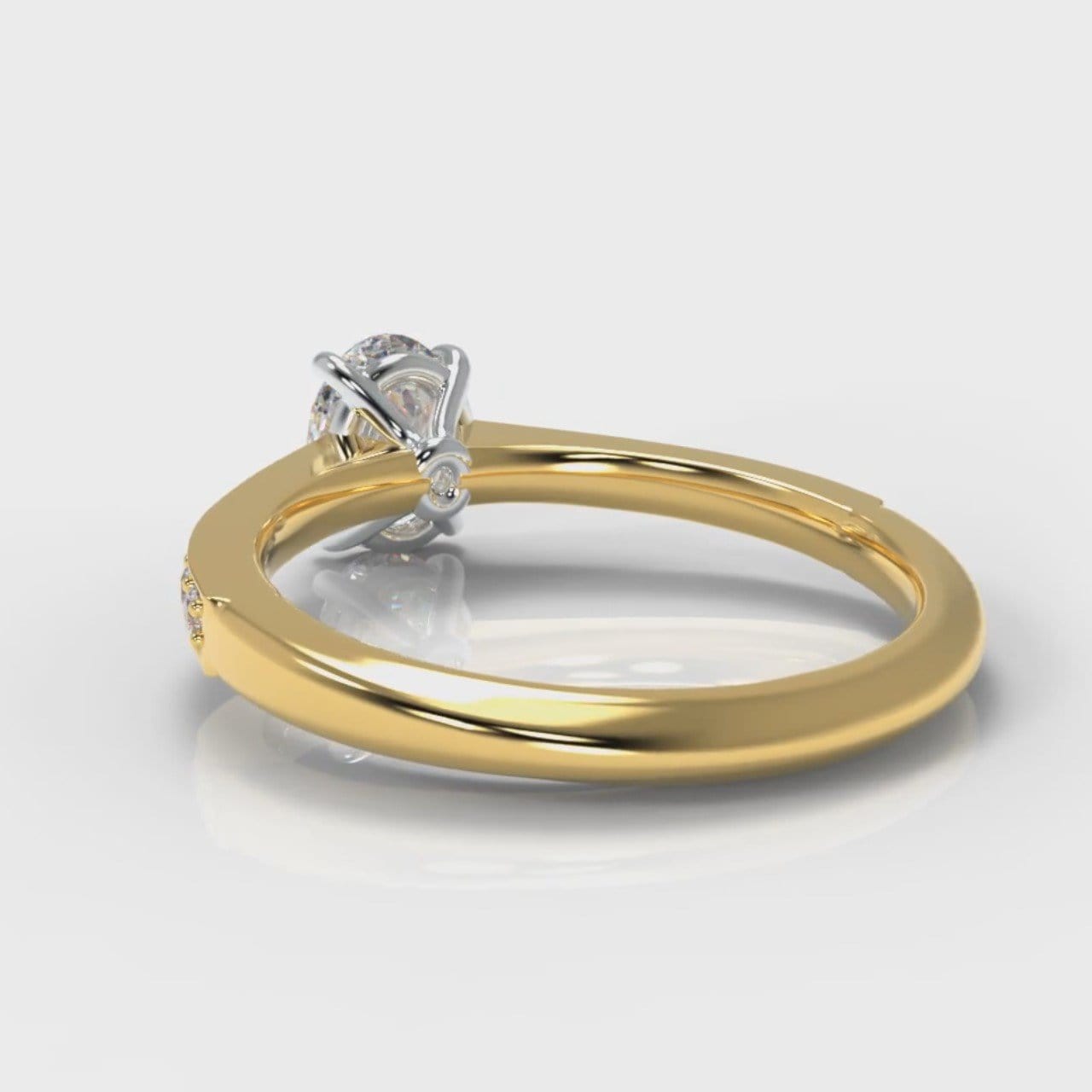 Pavé Oval Diamond Engagement Ring - Yellow Gold