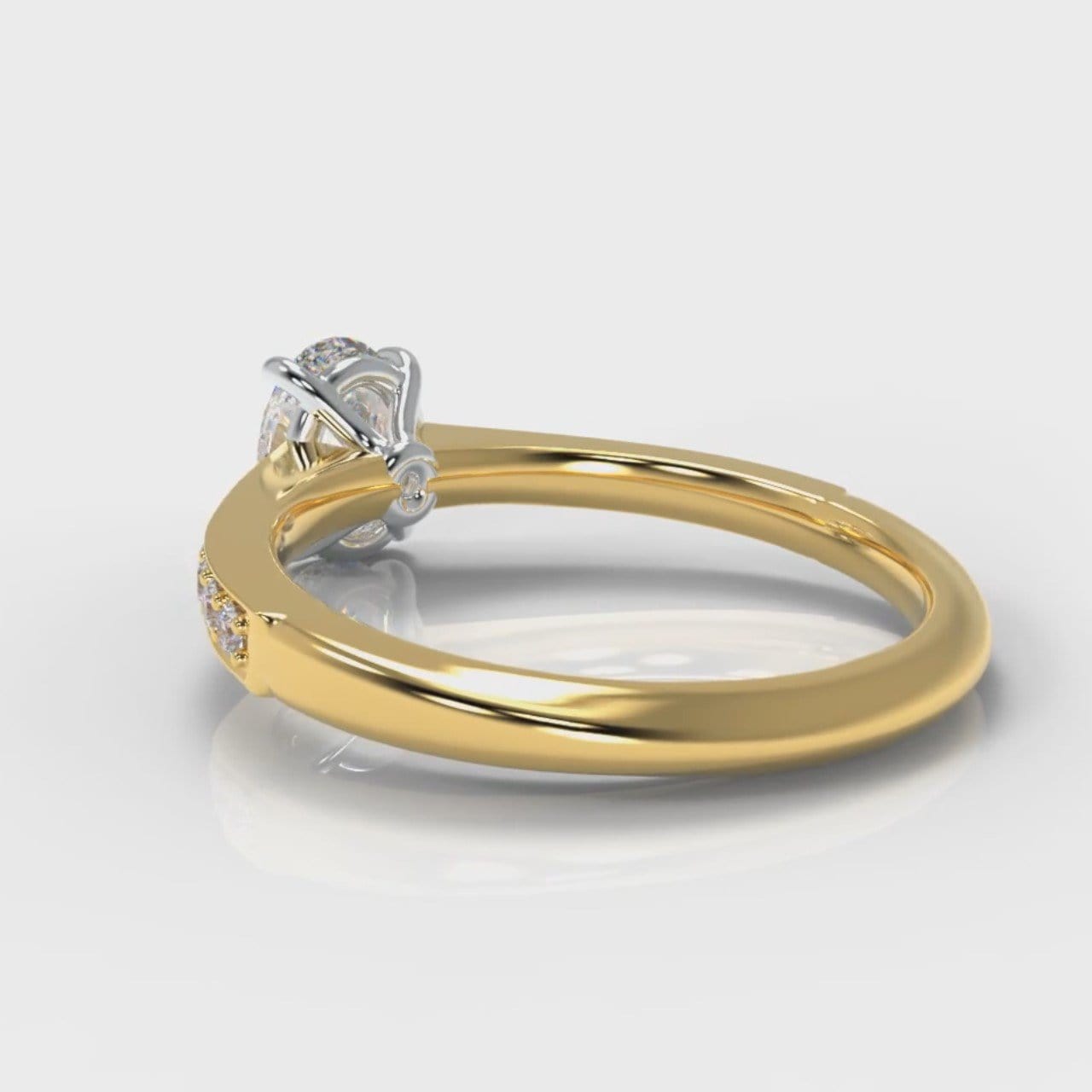 Pavé Oval Diamond Engagement Ring - Yellow Gold