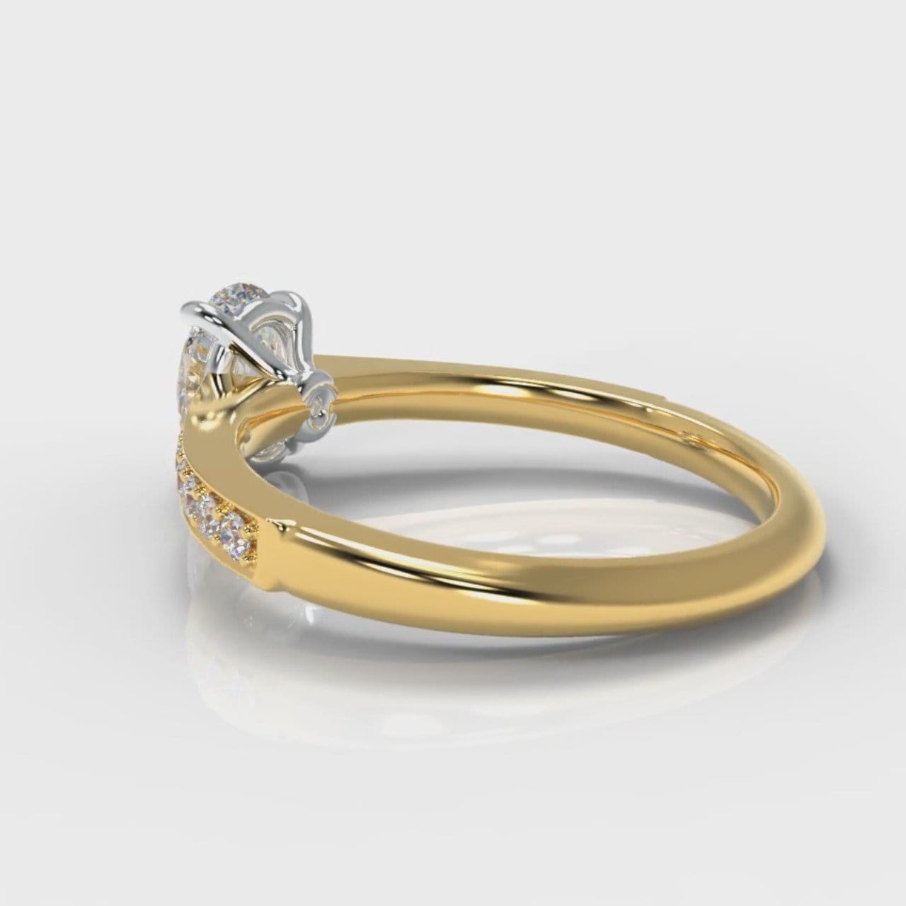 Pavé Oval Diamond Engagement Ring - Yellow Gold