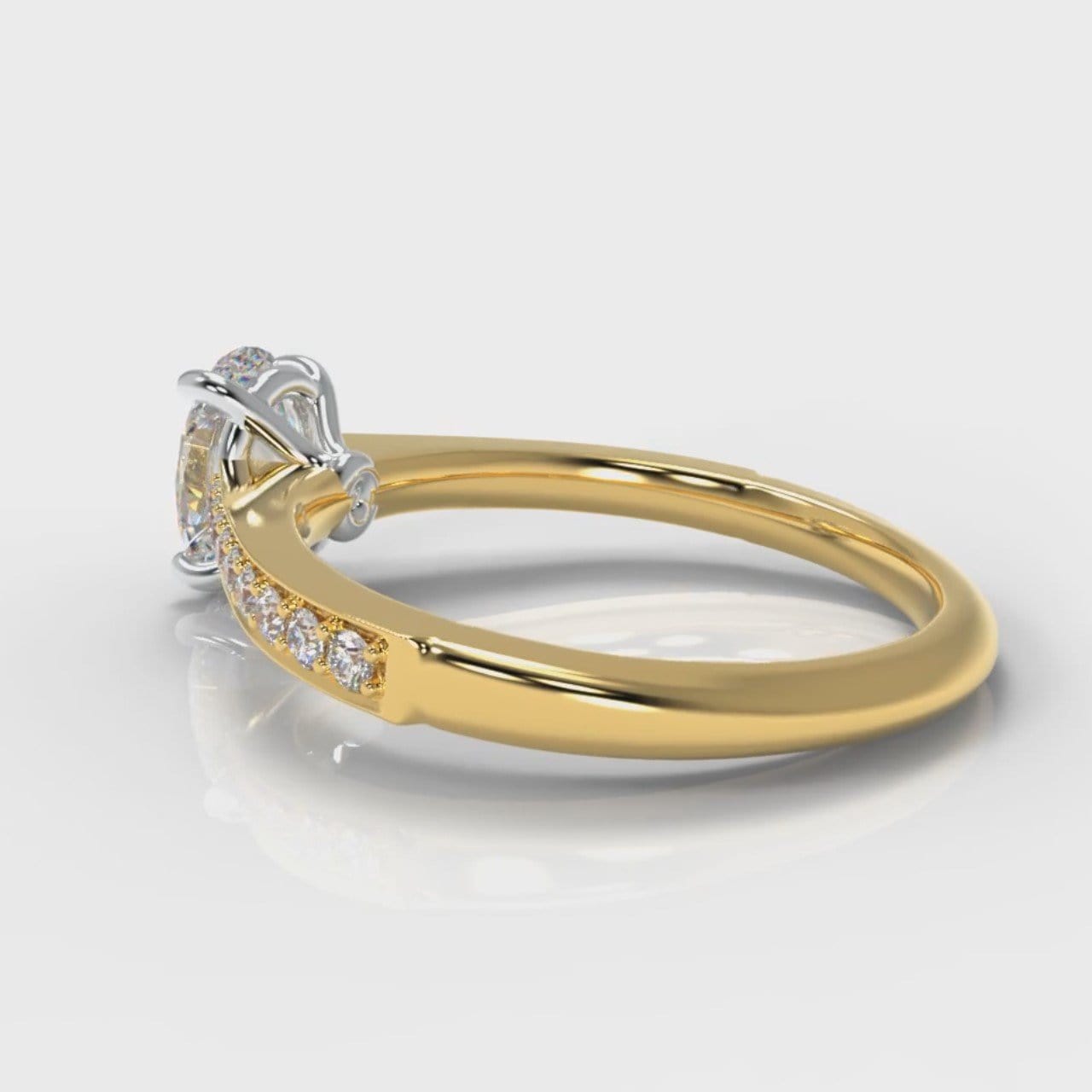 Pavé Oval Diamond Engagement Ring - Yellow Gold