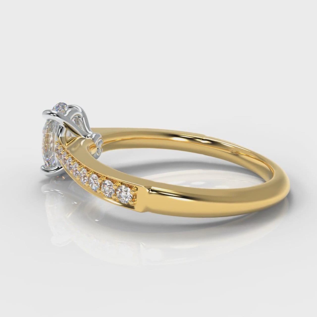 Pavé Oval Diamond Engagement Ring - Yellow Gold