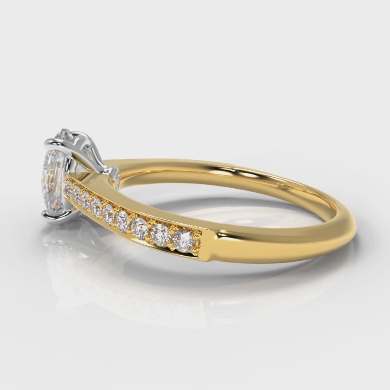 Pavé Oval Diamond Engagement Ring - Yellow Gold