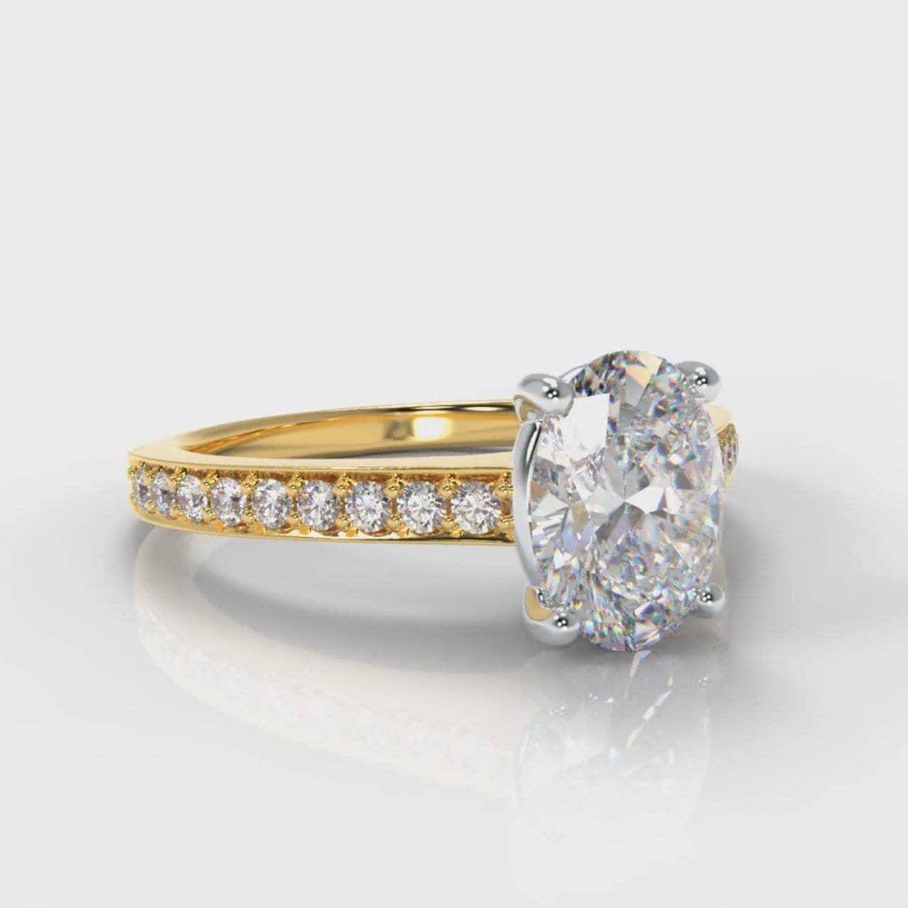 Pavé Oval Diamond Engagement Ring - Yellow Gold